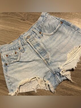 Levi 501 Light Wash Distressed Women’s Denim Shorts